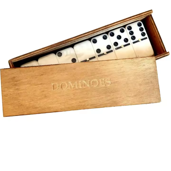 Juego Tradicional de Dominó Doble Seis, 28 Piezas más Caja de Madera y Tapa Deslizante - 1