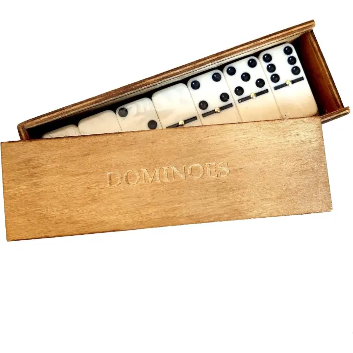 Juego Tradicional de Dominó Doble Seis, 28 Piezas más Caja de Madera y Tapa Deslizante - 1