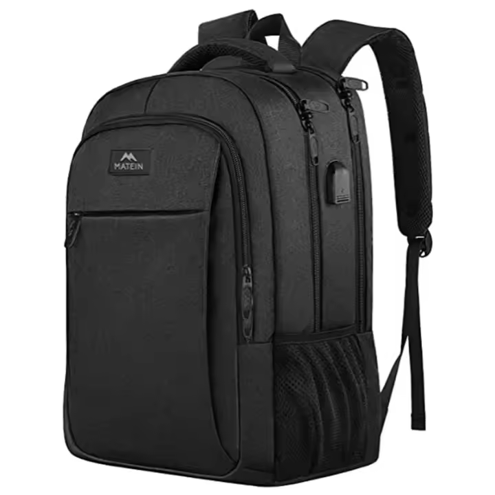 Mochila Portatil Grande Extensible, Mochipa Ordenador 15,6 Pulgadas with Puerto USB, Antirobo Impermeable del Negocio Trabajo Diario Viaje para Hombres y Mujer, Negro - 1