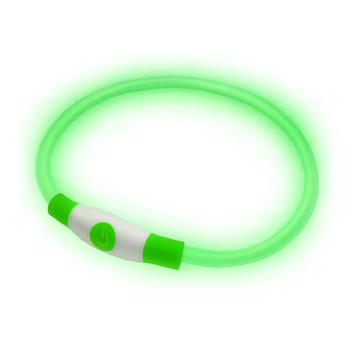 Collar LED verde - Collar de seguridad con luz recargable por USB para perros y gatos - Tallas pequeña, mediana y grande - 1
