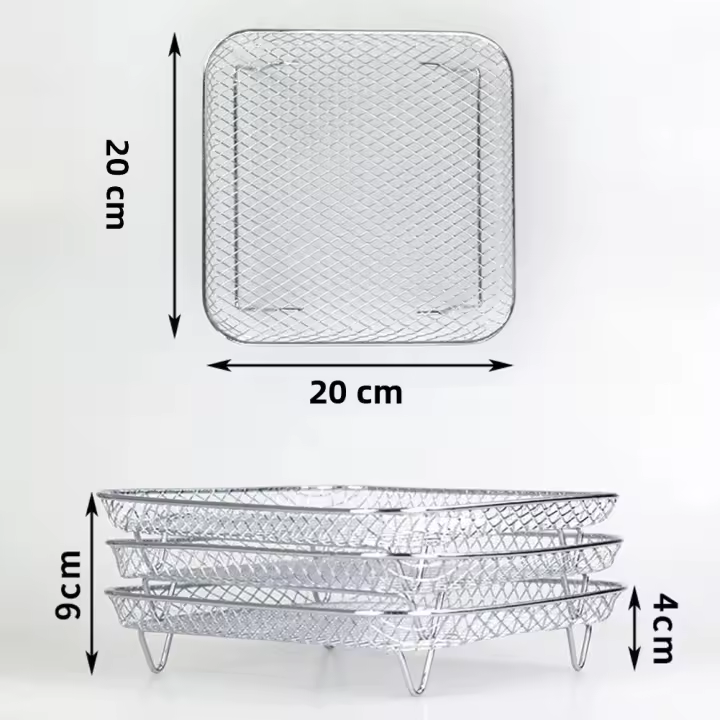Rack De Air Fryer Pila De 3 Capas Relleno De Acero Inoxidable Adecuado Para Horno Cocina Vaporizador Hogar Gadgets - 1