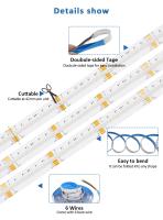 Tira De LED COB RGBCCT 24V 840 LEDs/m 6Pines 12mm Tuya 5 En 1 Dimmable Alta Densidad Para Decoración De Habitaciones Y Iluminación Lineal - details 2