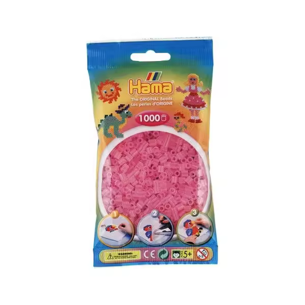 Bolsa Hama 1000 piezas Midi Color Rosa translúcido - 1