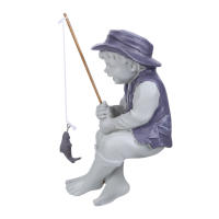 Estatua De Jardín Chico Pesca Resina Jardín Ornaments Divertido Escultura De Césped Decoración De Hogar 15*10cm - details 17
