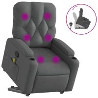 vidaXL Silla de masaje reclinable de pie de tela Gris claro, Gris oscuro, Negro Sillon Dormitorio Sillon Comodos Silla Relax Sillón Sofá - details 0