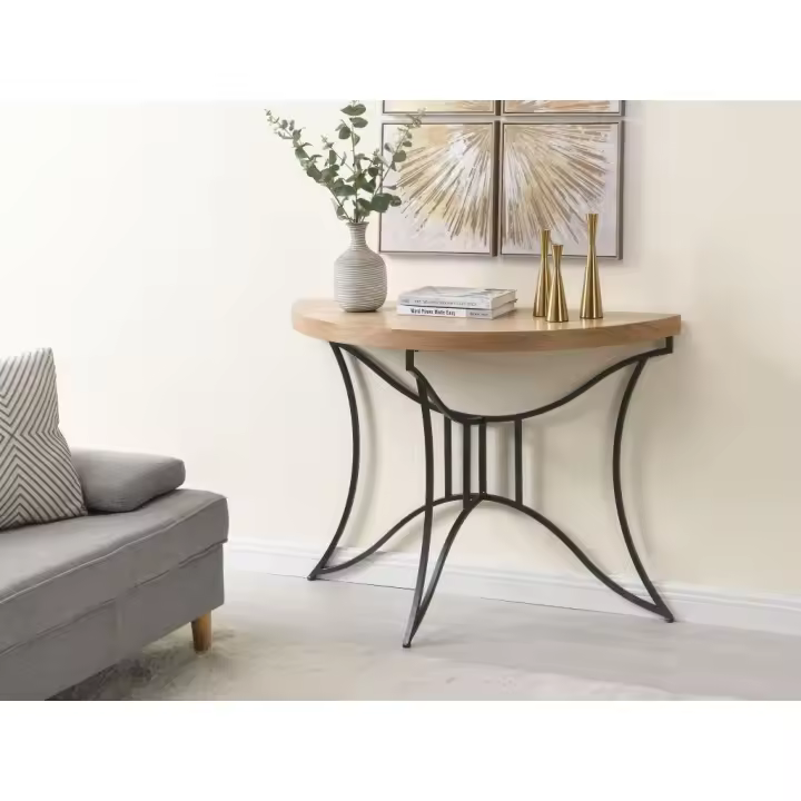 Vente-unique - Consola de MDF y metal - Natural y negro - LOLANA - 1
