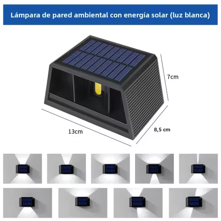 Lámpara De Pared Solar Moderna 10W COB IP65 Impermeable Para Exterior Decoración De Jardín Patio Valla Ambiente - 1