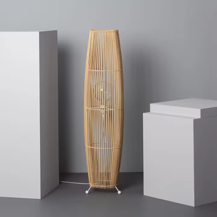 Ledkia Lámpara de Pie Bambú Natural Komu - Diseño Minimalista para Decoración Moderna - 1