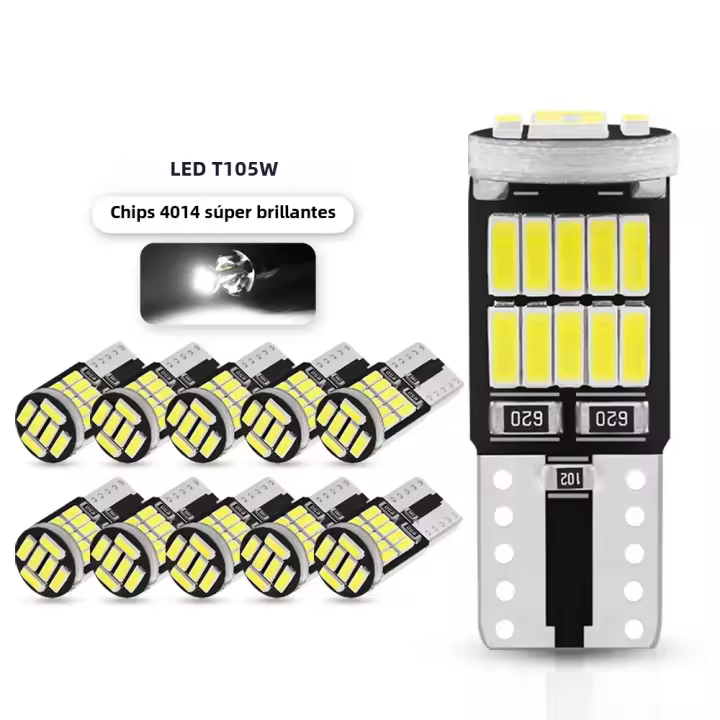 Luz De Interior Para Coche T10 W5W 194 501 LED Canbus Sin Error 26 SMD 4014 Chip Blanco Puro Bombilla Automática Universal 12V - 1