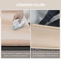 Outsunny Tumbona de Ratán Reclinable Tumbona para Jardín con Respaldo Ajustable en 5 Niveles Mesita y Cojín Carga 120 kg para Patio Terraza Negro y Beige - details 5