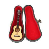Guitarra De Madera Miniatura 10cm Con Soporte Decoración De Escritorio Instrumento Musical Ornamento Artesanal Para Coleccionistas - details 6