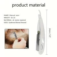 Afeitadora Manual Para Hombres Con Hojas De Acero Inoxidable Plegables Cuchillo De Afeitar Antiguo Barbería Eliminación De Vello Corporal Y Facial - details 3