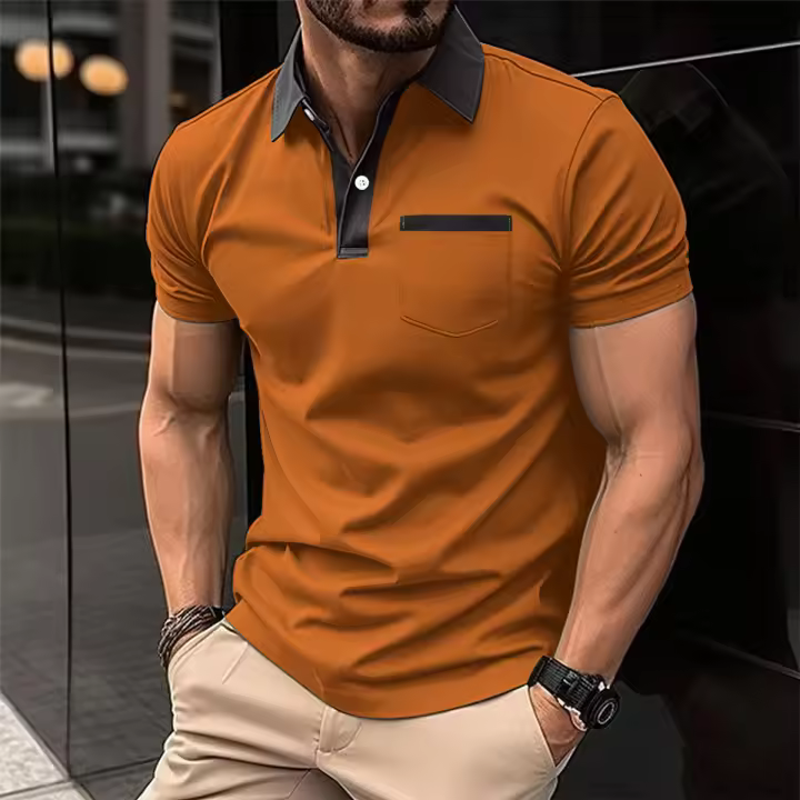 Camisa Polo Corta Para Hombre Estilo Casual Impresión Digital Camiseta Top De Verano Material Poliéster Anti-Pelusa - 1