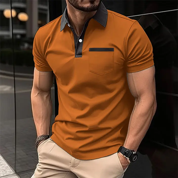 Camisa Polo Corta Para Hombre Estilo Casual Impresión Digital Camiseta Top De Verano Material Poliéster Anti-Pelusa - 1