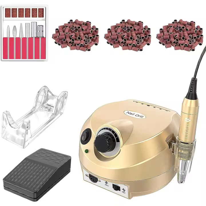 Lijadora eléctrica de uñas para máquina 30000 TPM con 6  Nail Drills brocas de uñas y 6 puntas y 300 anillos de lijado, manicura y pedicura - 1