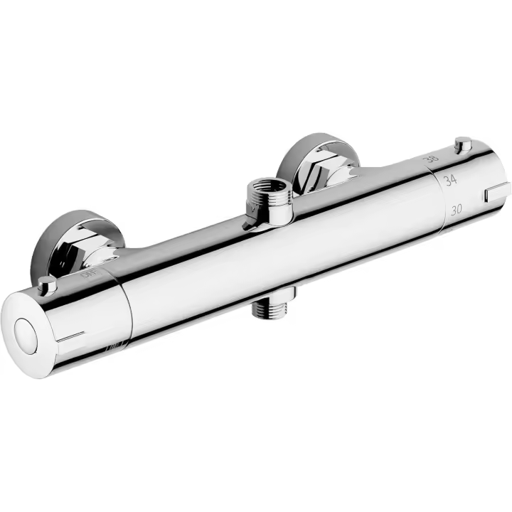 Ducha Thermostatic Grifo, Grifo Ducha Thermostatic de 2 Salidos, Salida Superior 3/4 "BSP (26,4mm) y Salida Inferior 1/2" BSP(21mm), Baño Thermostatic Grifo Forma Redonda - 1