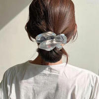 Cinturones De Pelo Oversized De Seda Para Mujer Plata Coreana Elásticos De Chiffon Scrunchies Accesorio De Cabello Y2K - details 9