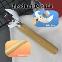 Abrepuertas Multifuncional De Acero Inoxidable Con Mango De Madera Adecuado Para Latas De Leche Evaporada Destornilladores Botellas De Cerveza Y Otras Latas - details 2