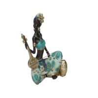 Gissed - Figura Decorativa de Mujer Africana con Instrumento, Diseño Elegante y Cultural, Ideal para Decoración de Hogar, Sala u Oficina, Estilo Étnico con Detalles en Dorado y Azul, Fabricada en Resina de Alta Calidad, Representación Artística Única. - details 2