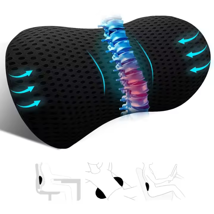 Almohada lumbar de espuma viscoelástica, Alivia el dolor de la espalda, transpirable - 1