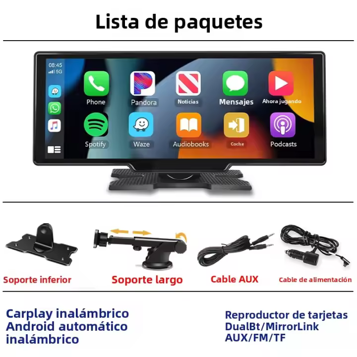 Radio De Coche Srnubi 10.26 Pulgadas Multimedia Con Video Player WlFl Carplay Inalámbrico 4K DVR Para Ford Toyota Honda Hyundai - 1