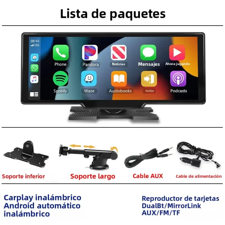 Radio De Coche Srnubi 10.26 Pulgadas Multimedia Con Video Player WlFl Carplay Inalámbrico 4K DVR Para Ford Toyota Honda Hyundai - 1