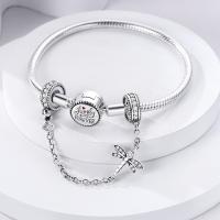 Cadena De Seguridad De Plata Esterlina 925 Estrella Luna Corazón Bordeado Con Clip De Silicona Para Pulsera Original Joyería DIY Regalo - details 15