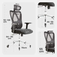 AREBOS Silla de oficina ergonómica, silla de escritorio con reposacabezas ajustable - details 7