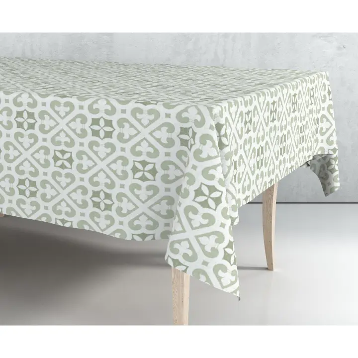 Mantel de hule estampado por metros - Geométrico Clásico Verde Pastel 43002-1    mantel por metros; manteles; mantel barato; mantel jardín - 1