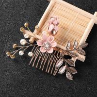 Peine De Boda Lujo Azul Con Flores Y Hojas Doradas Accesorios De Cabello Para Mujer Joyería Para El Cabello Clásica Para Fiesta Y Novia - details 8