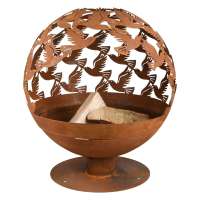 Esschert Design Brasero con pájaros cortadas a láser oxidado - details 4