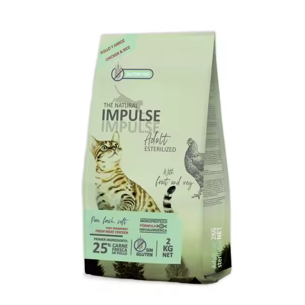 The Natural Impulse Comida para Gatos Esterilizados con Pollo Fresco y Manano-Oligosacaridos 8kg - 1