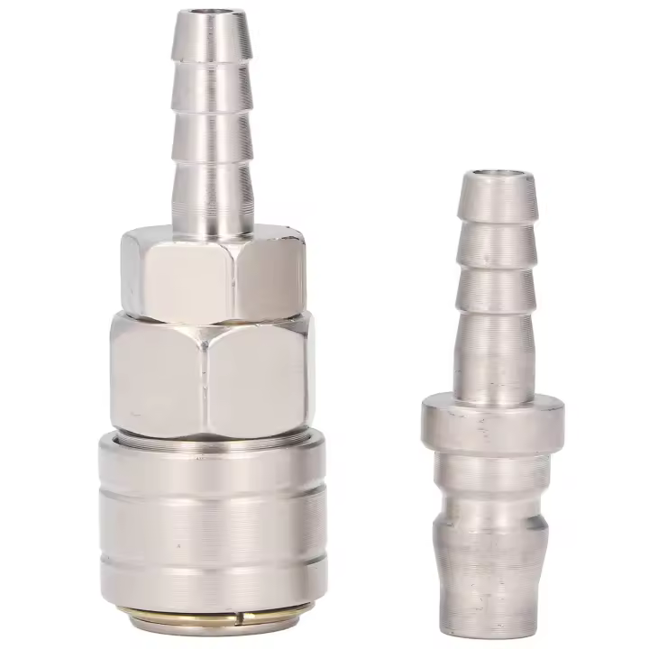 Accesorio neumático de bloqueo rápido de acero inoxidable niquelado para acoplador de aire (cola larga de 8 mm (SH+PH20)) - 1
