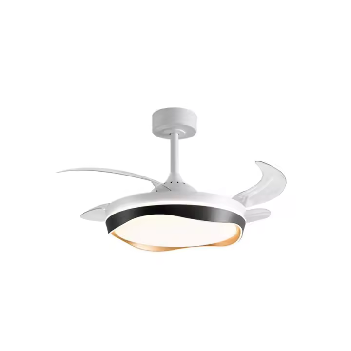 Ventilador DC ALMATI negro-oro, 4 aspas retráctiles, 72W LED 3000|4000|6000K, Al.35xD.108/50cm - 1