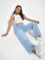Nuevas Jeans Para Mujer 2024 High Waist Wide Leg Pantalones De Largo Cintura Alta Adelgazante Estilo Europeo Y Americano Ropa De Moda Casual Con Bolsillos - details 5