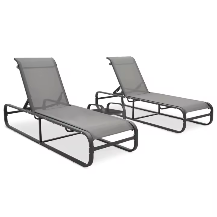 vidaXL Tumbonas con mesa textilene y aluminio Cantidad 1 o 2 Sillas de Exterior Ideal para jardín, playa, piscina, terraza Tumbona Piscina Tumbonas Playa Tumbonas Jardín Exterior - 1