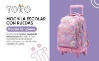 Mochila con Ruedas TOTTO Modelo Renglones, 32 x 45.5 x 18 cm, Capacidad 26,21L, Porta PC 14", Bolsillo Botella, Manija Telescópica, Correas en S, Resistente, Estampado Prisma - details 1