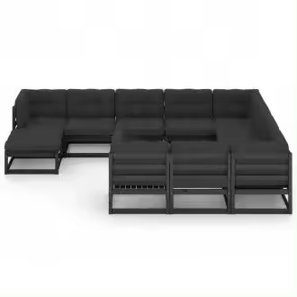 VIDAXL 3077088 set de muebles para jardín con 11 piezas fabricadas en madera de pino negra vida xl - 1