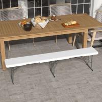 MIRAMAX-Banco plegable de plástico y acero con asa de transporte,asiento portátil para picnic al aire libre, camping,fiestas,Blanco,180 x 29 x H 44 cm - details 5