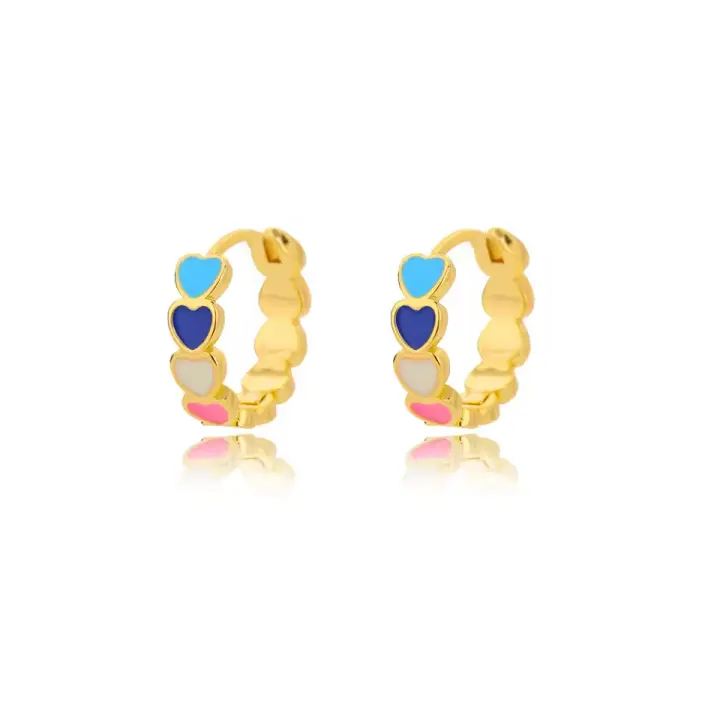 Pendientes Multicolor Corazones de Acero Inoxidable Esmaltado - Alegre y Duradero - 1