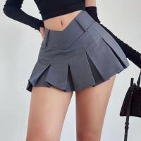 Falda Corta Plisada De Cintura Alta Para Mujer Estilo Coreano Solido Antigolpe A-line Para Otoño College Fashion - details 1