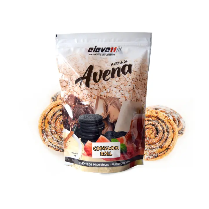 Eleven Fit Harina de Avena / Fuente de Hidratos de Carbono y Proteínas - Ideal para Tortitas - 18 Deliciosos Sabores - Efecto Saciante y Beneficios de Alta Nutrientes Sabor Cinnamon Roll 1KG - 1