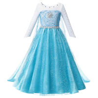 Vestido De Princesa Elsa Reina De La Nieve Con Luz LED Para Niñas Ropa De Fiesta De Halloween Y Carnaval Disfraz Infantil De Cosplay Talla A-Line Material COTON Y POLYESTER - details 2
