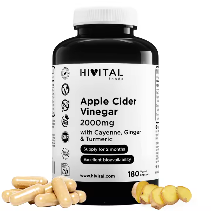Vinagre de Manzana 2000 mg. 180 cápsulas veganas para 2 meses. Hivital - 1