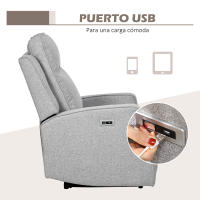 HOMCOM Sillón Reclinable Eléctrico Sillón Relax de Salón con Reclinación hasta 150° Reposabrazos y USB Carga 136 kg Sofá Reclinable para Salón Oficina Dormitorio 84x92x104 cm Gris - details 5