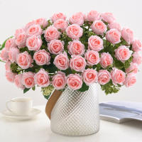 Rosa Artificial De Seda Con Ramo 1PC Flores Artificiales Para Decoración Y Bouquet De Novia 10 Cabezas De Rosas Bellas Y Realistas - details 7