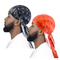 2PCS Turban De Tela Impresa Para Hombres Gorro De Pirata Con Cuerda Larga Accesorios De Cabello Durag Biker Capa Unisex Casual - details 7