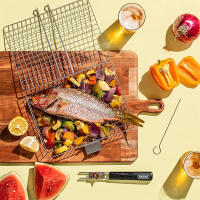 Cesta De Asado Plegable Portátil En Acero Inoxidable Con Mango Para Pescado Verduras Camarones Accesorios De Cocina Al BBQ - details 6