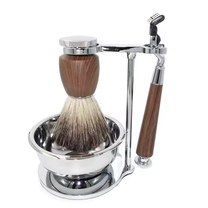 Kit De Afeitar iRAZOR Clásico Con Cepillo De Limpieza De Pelo De Badger Y Cuchilla De 3 Capas Mach 3 Para Hombres Herramientas De Barba Regalo Set De Cuidado Personal - 1