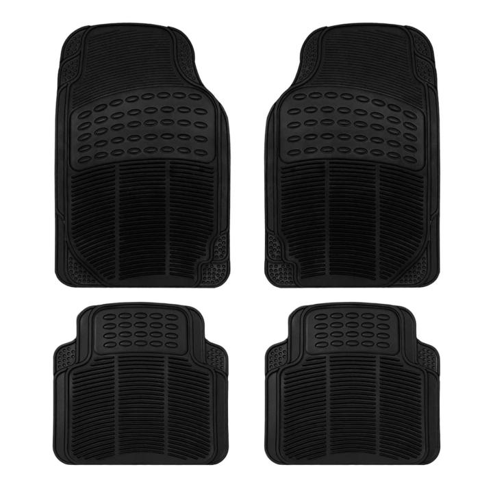 BIT Alfombras de goma para coche Negro, Alfombra Recortable, Juegos Alfombrillas de Goma de 4 piezas para Coche. Universal, resistente al uso y antideslizante. Se puede cortar a medida. 2 Delanteras y 2 traseras.